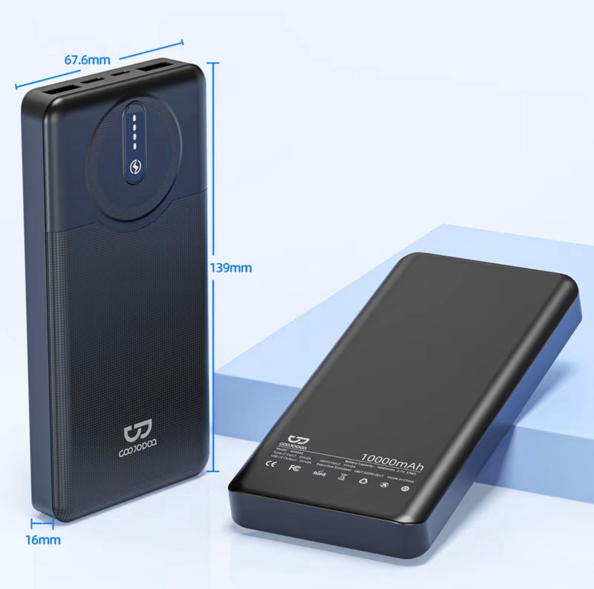 GOOJODOQ AD4034 batterie externe de 10 000 mAh avec charge rapide sans fil, portable et légère, avec lumière indicateur, universellement compatible avec iPhone et appareils iOS, sûre et fiable