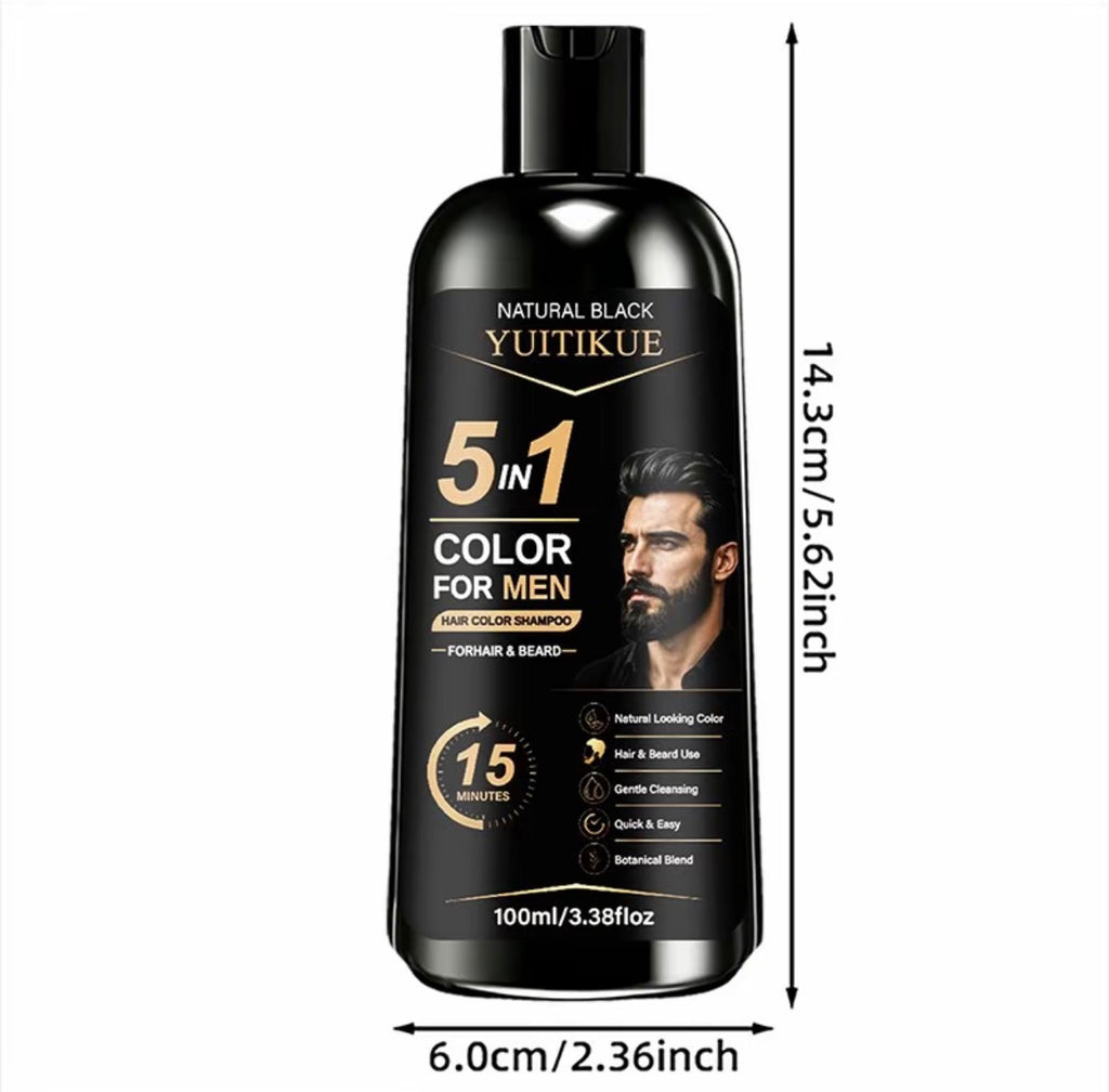 Shampooing colorant pour hommes Yuitikue, 100 ml, coloration rapide, nettoyage doux, couvre les cheveux, convient aux cheveux et à la barbe, application soi-même