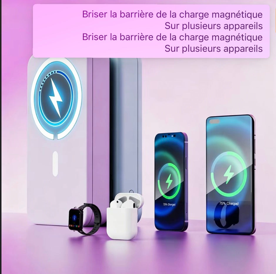 Batterie externe magnétique de 10 000 mAh,